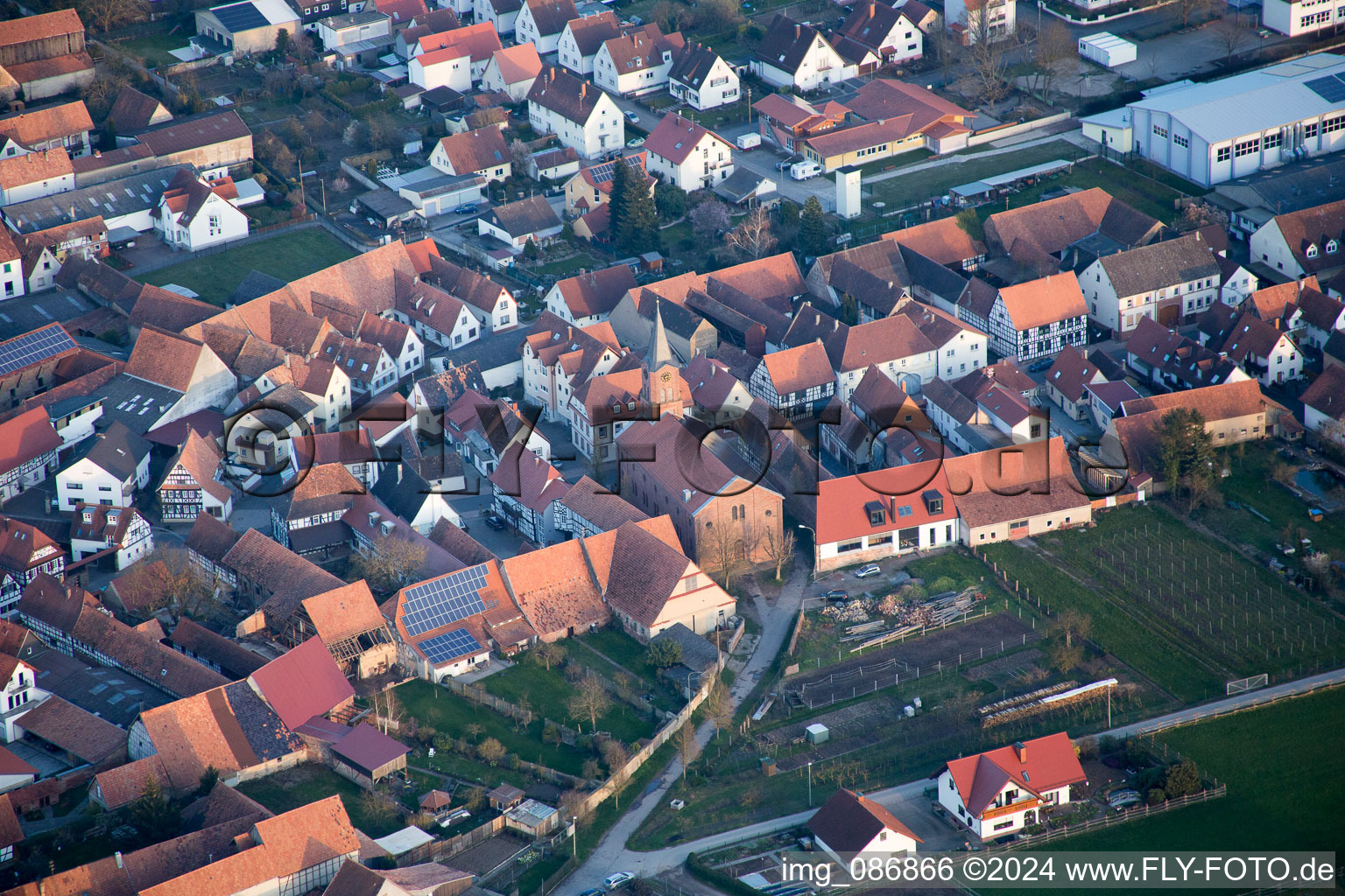 Aerial view of Steinweiler in the state Rhineland-Palatinate, Germany