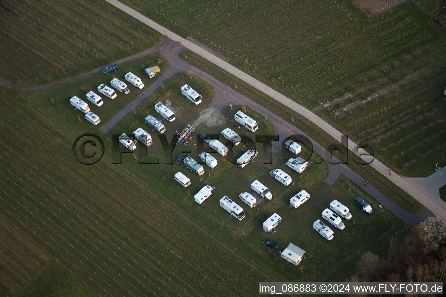 Aerial photograpy of Motorhome parking space in Dierbach in the state Rhineland-Palatinate, Germany