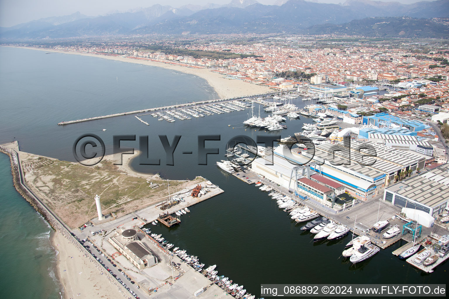 Aerial photograpy of Viareggio in the state Tuscany, Italy