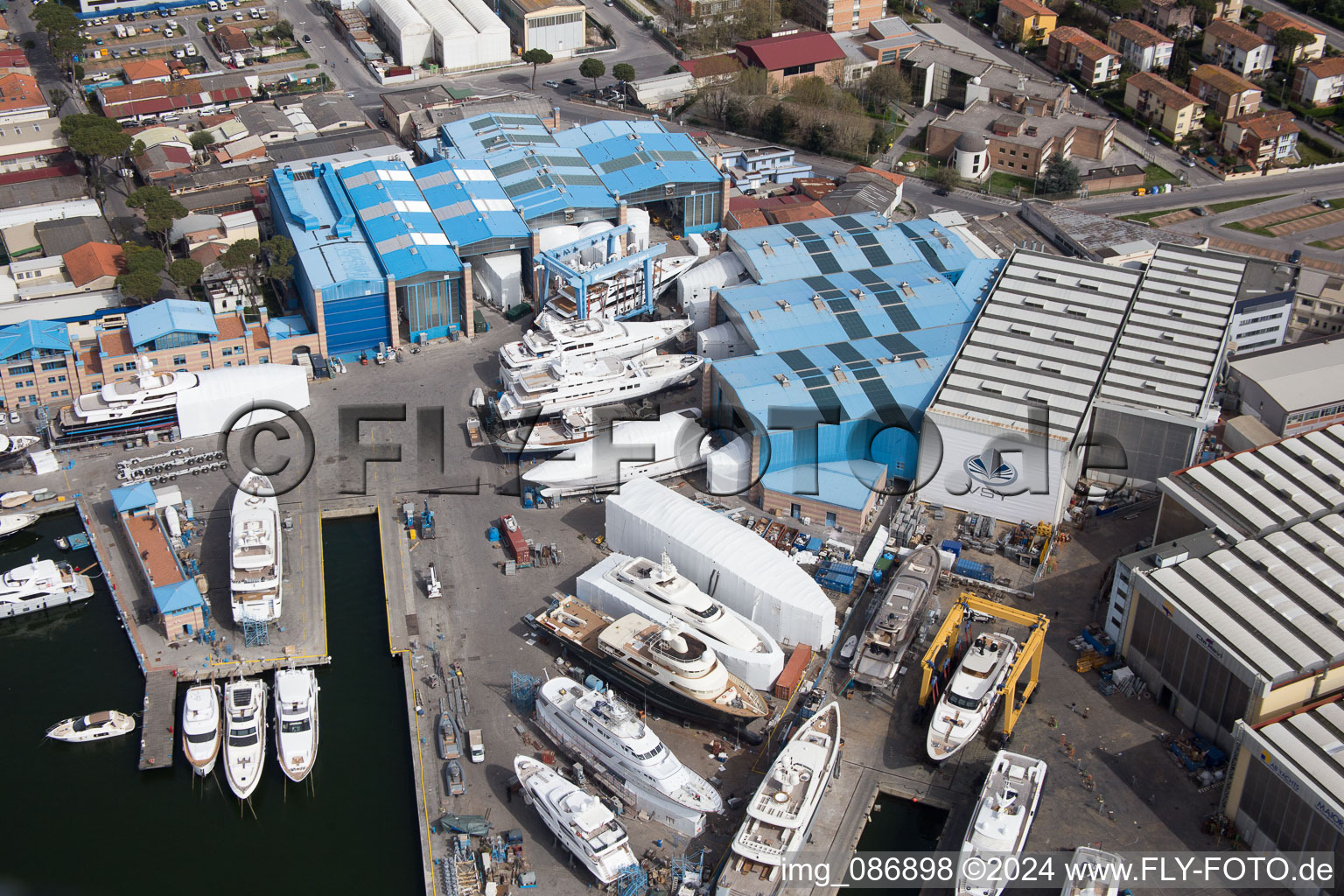 Bird's eye view of Viareggio in the state Tuscany, Italy