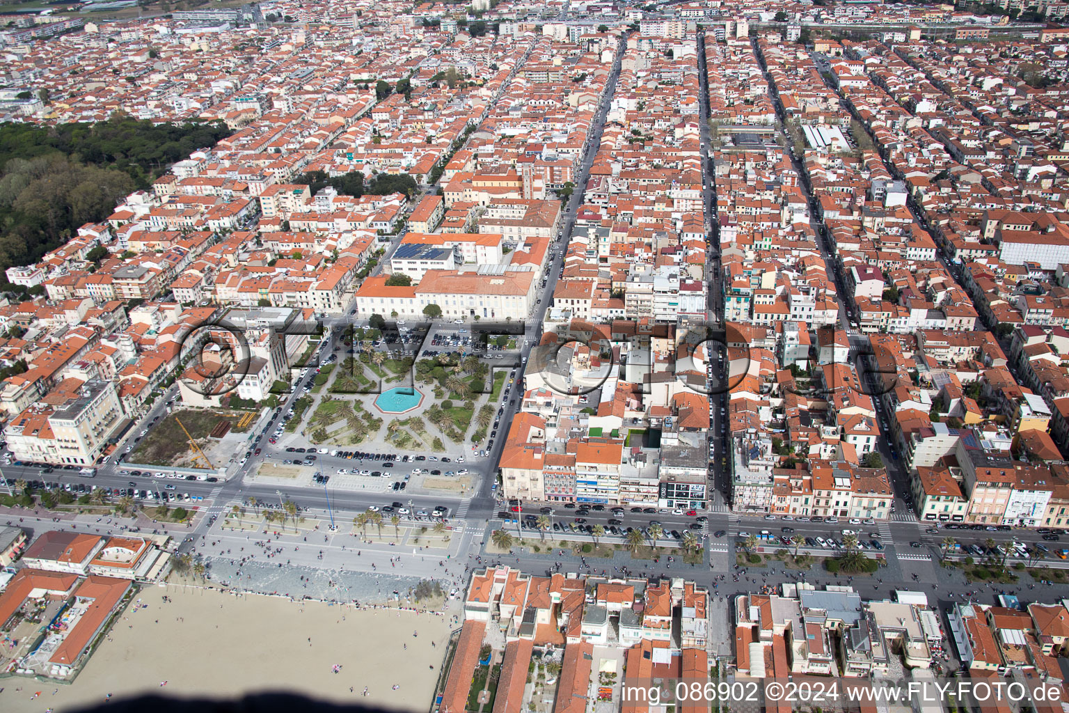 Drone image of Viareggio in the state Lucca, Italy