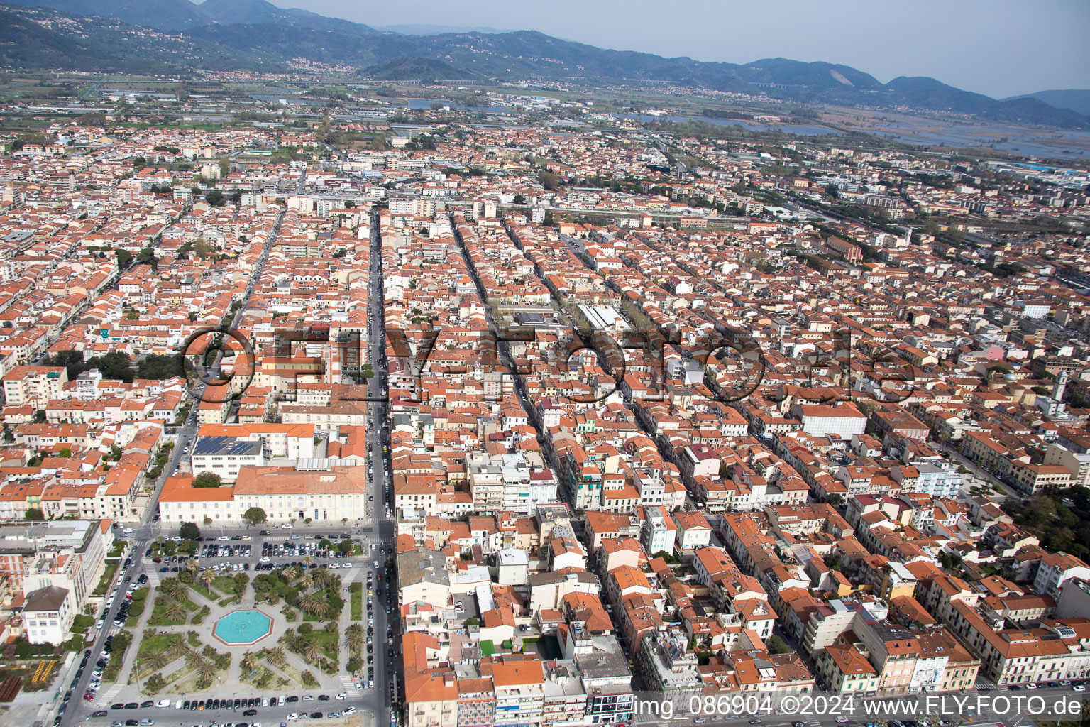 Viareggio in the state Lucca, Italy from a drone