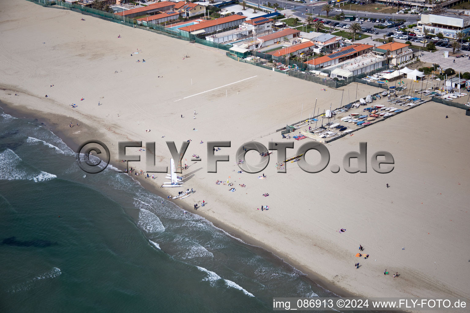 Aerial photograpy of Lido di Camaiore in the state Tuscany, Italy