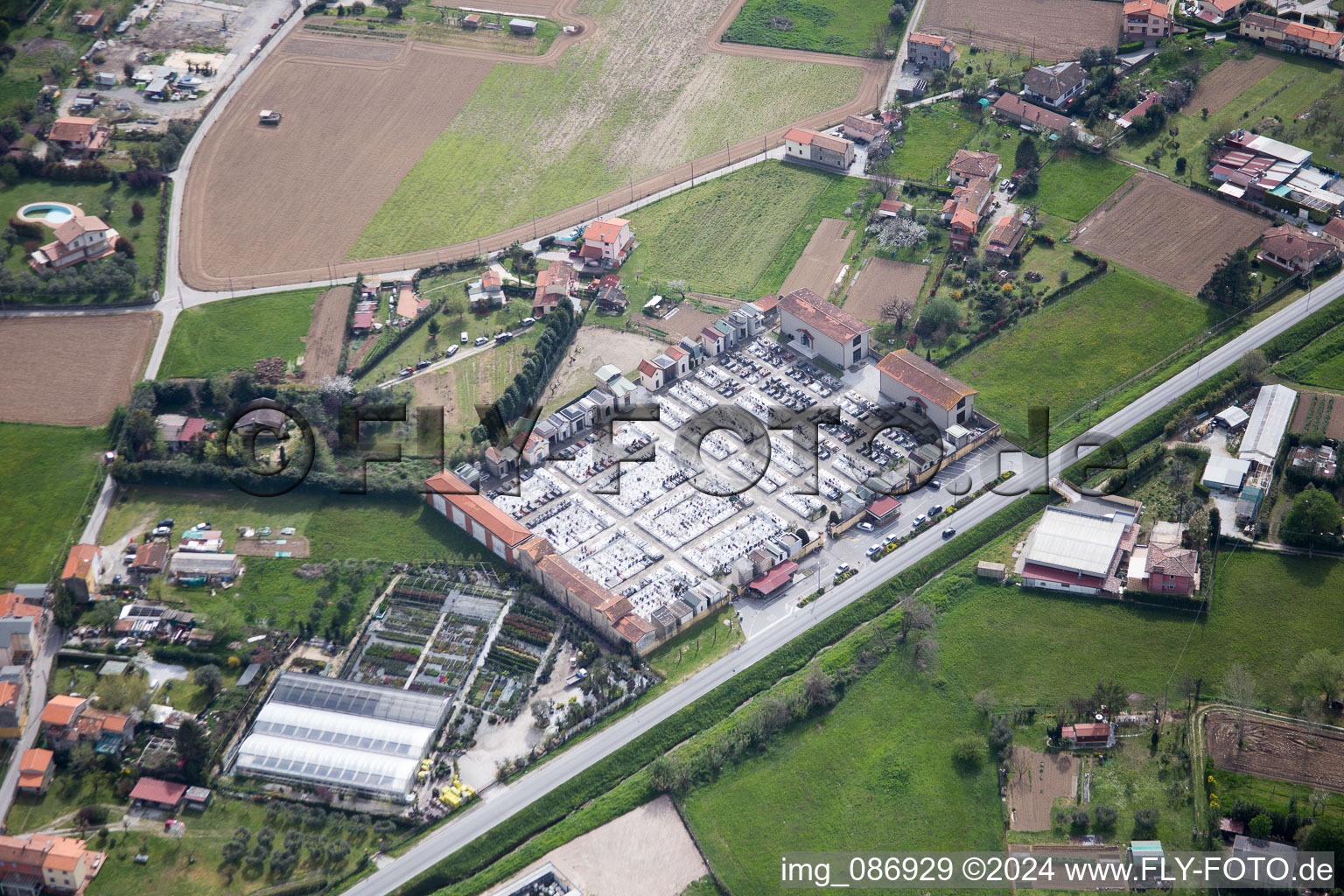 Aerial view of Strettoia in Pietrasanta in the state Tuscany, Italy