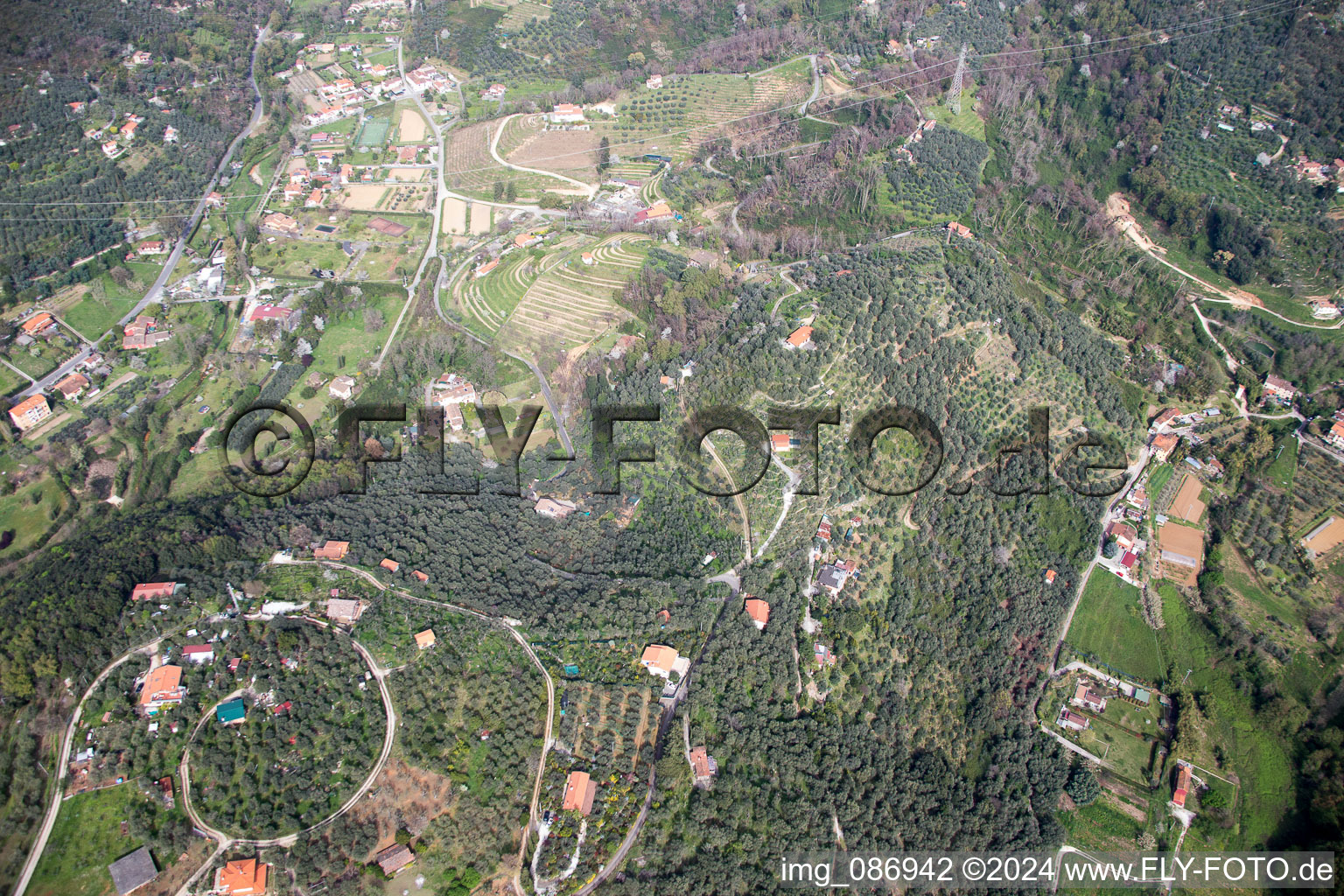 Aerial view of Valdicastello in the state Tuscany, Italy