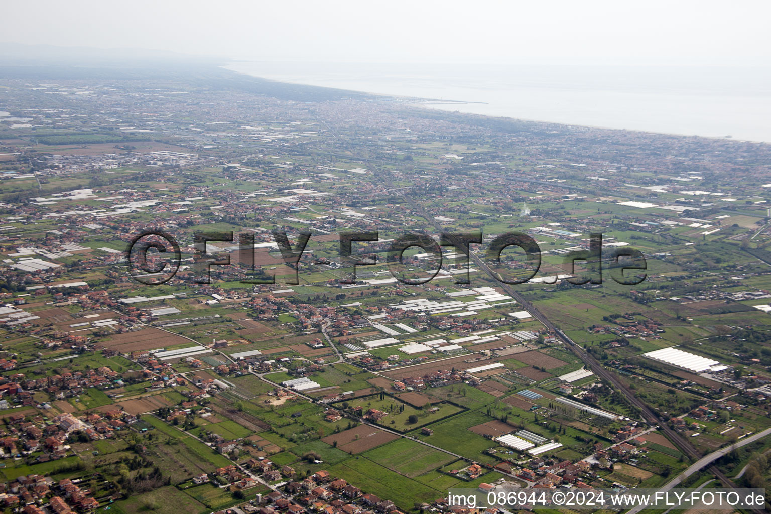 Aerial view of Capezzano Pianore in the state Tuscany, Italy