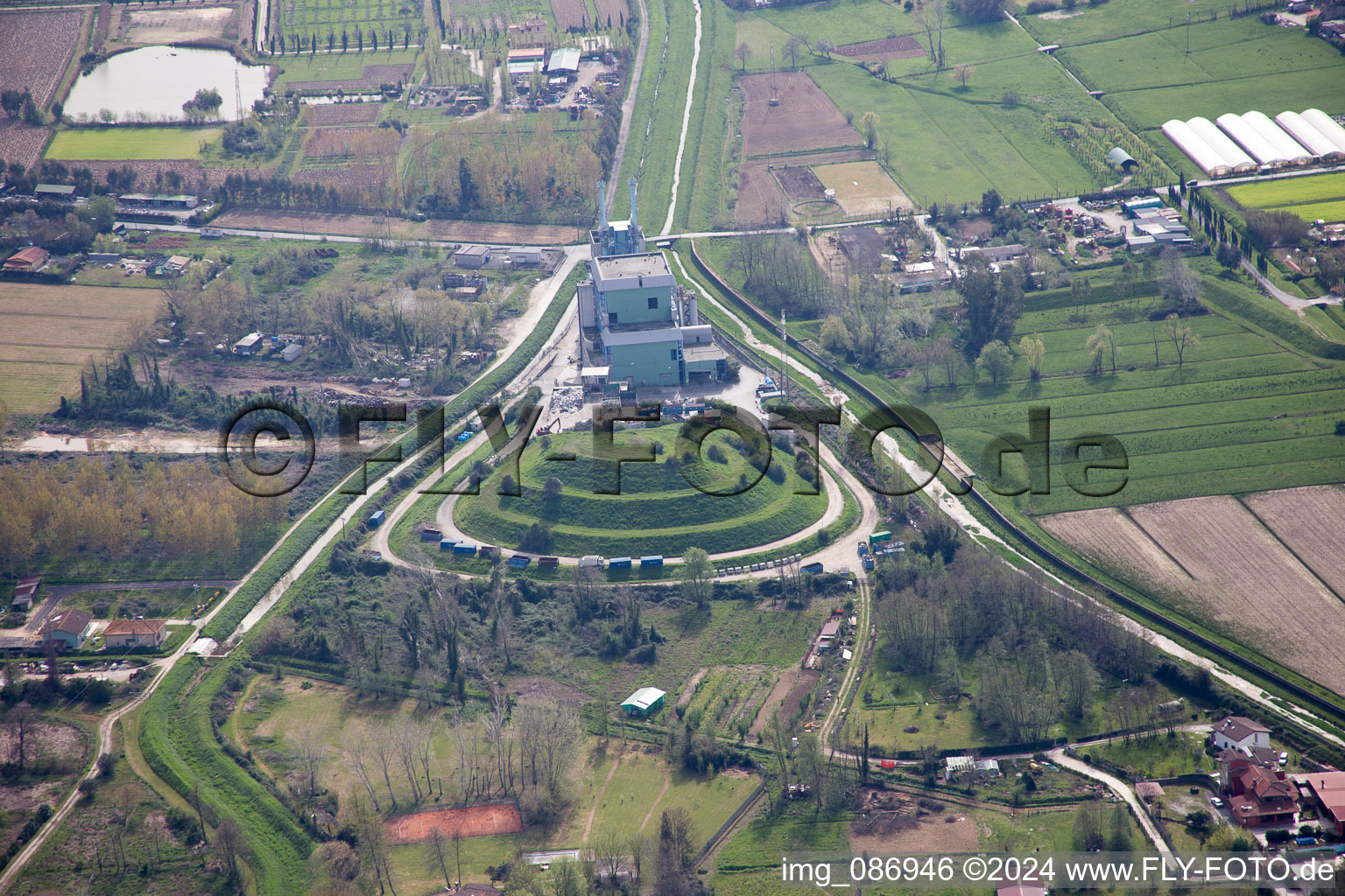 Oblique view of Capezzano Pianore in the state Tuscany, Italy