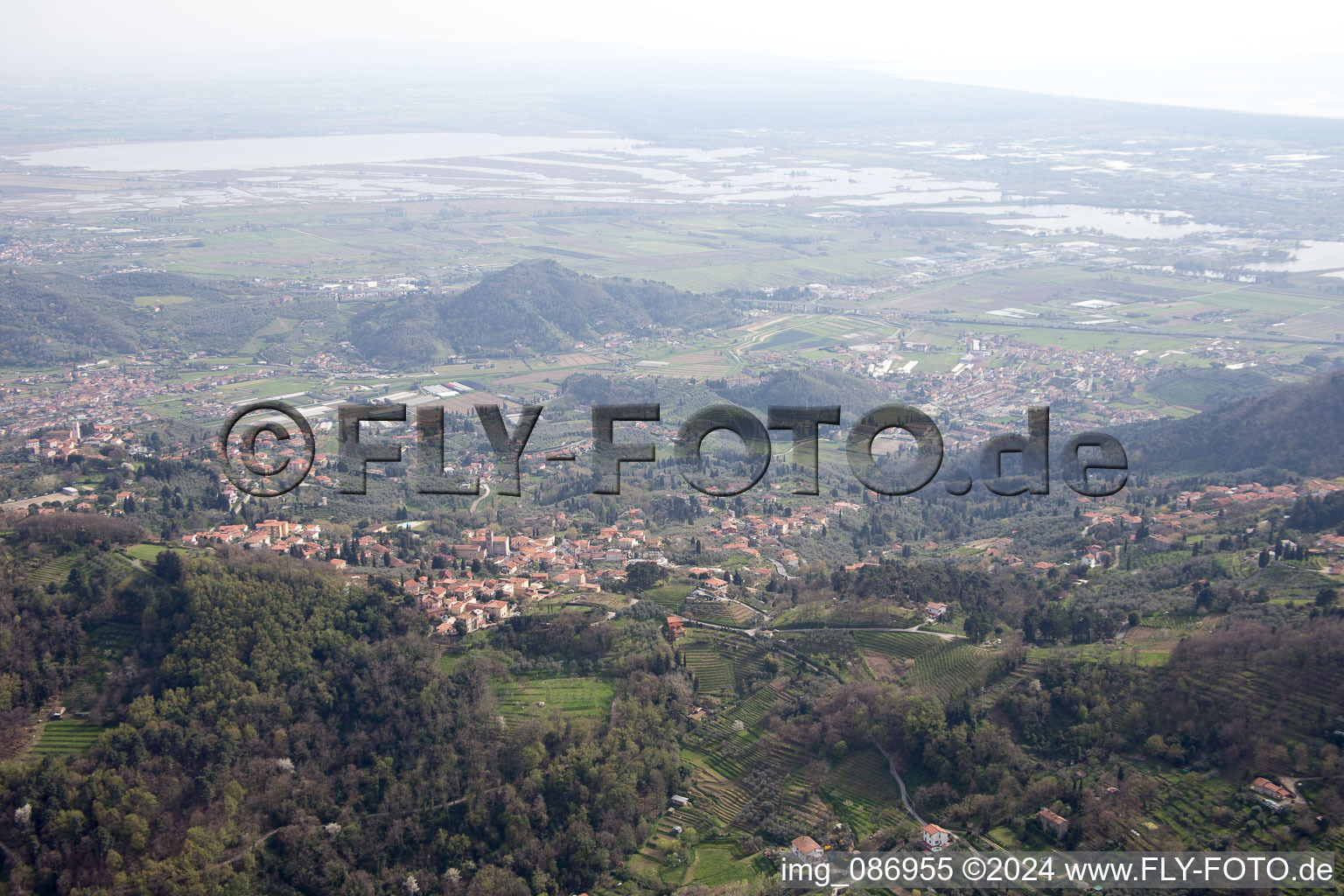 Aerial photograpy of Pedona in the state Tuscany, Italy