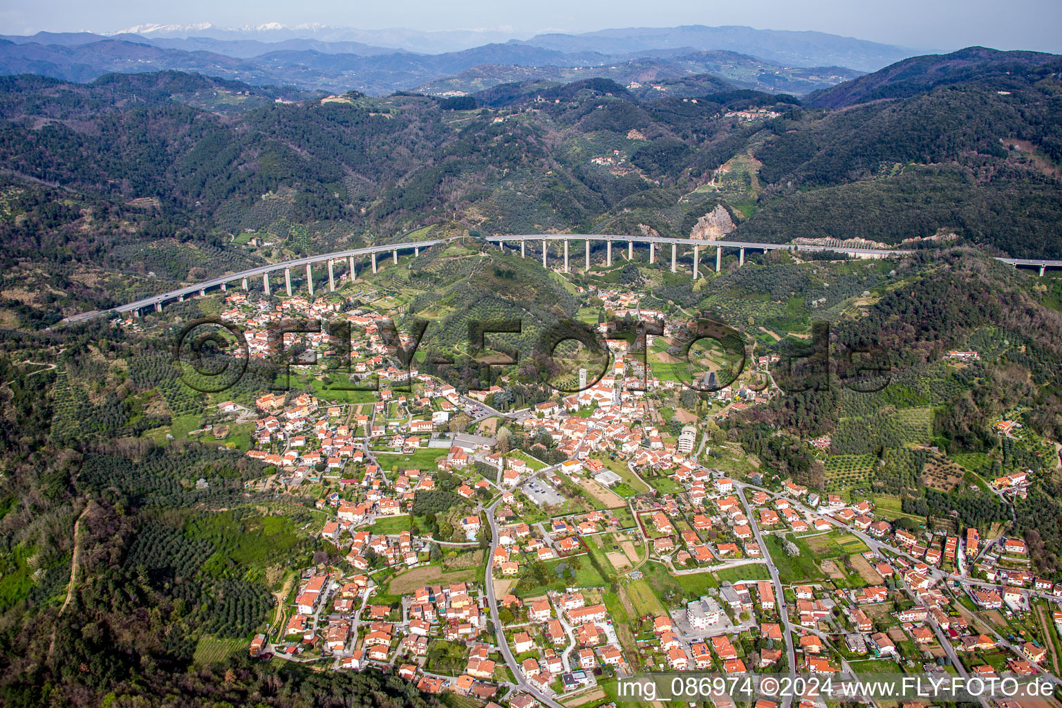 City outskirts and suburban residential areas in Massarosa in the state Lucca, Italy