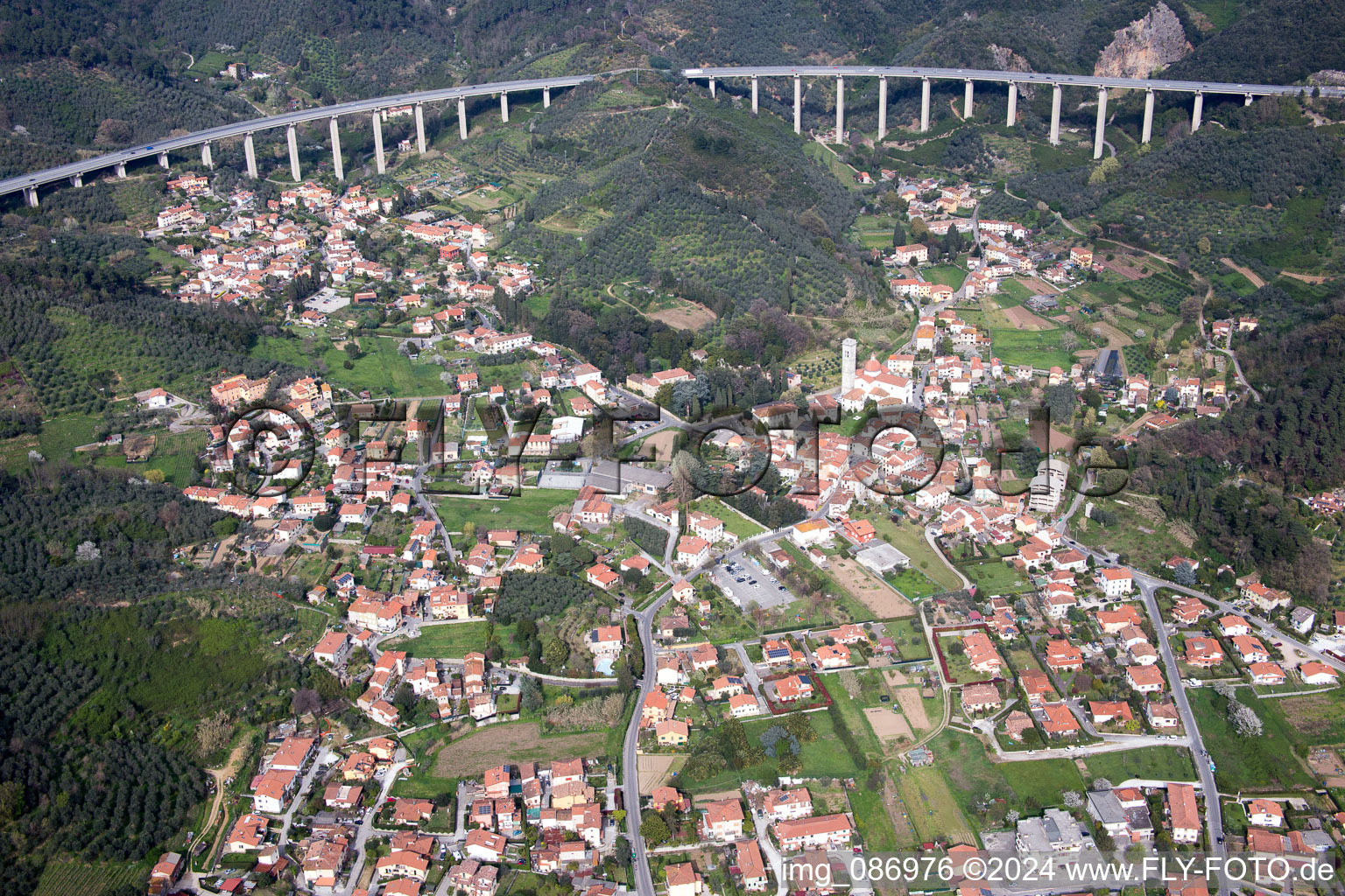 Drone recording of Massarosa in the state Lucca, Italy