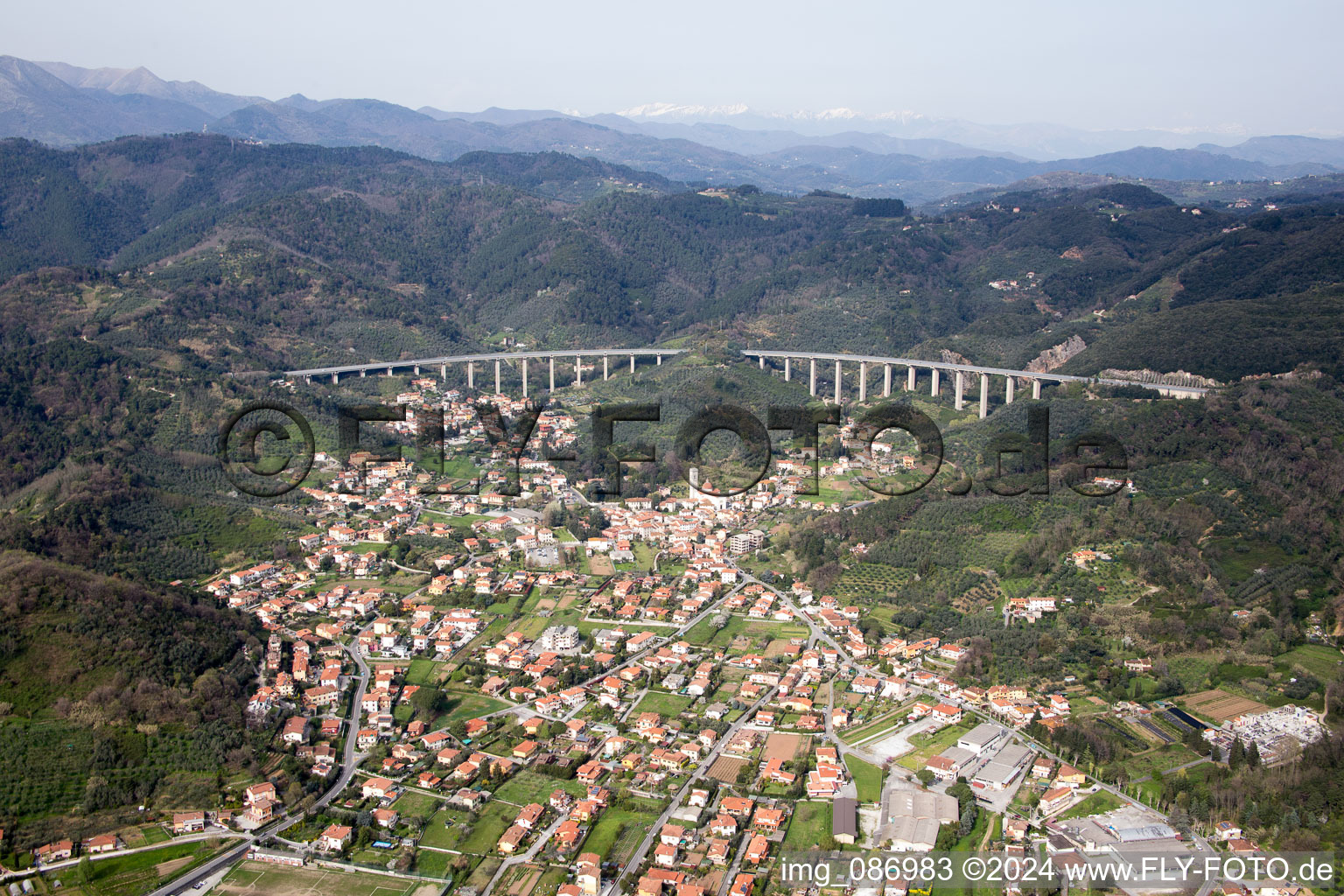 Aerial photograpy of Massarosa in the state Lucca, Italy