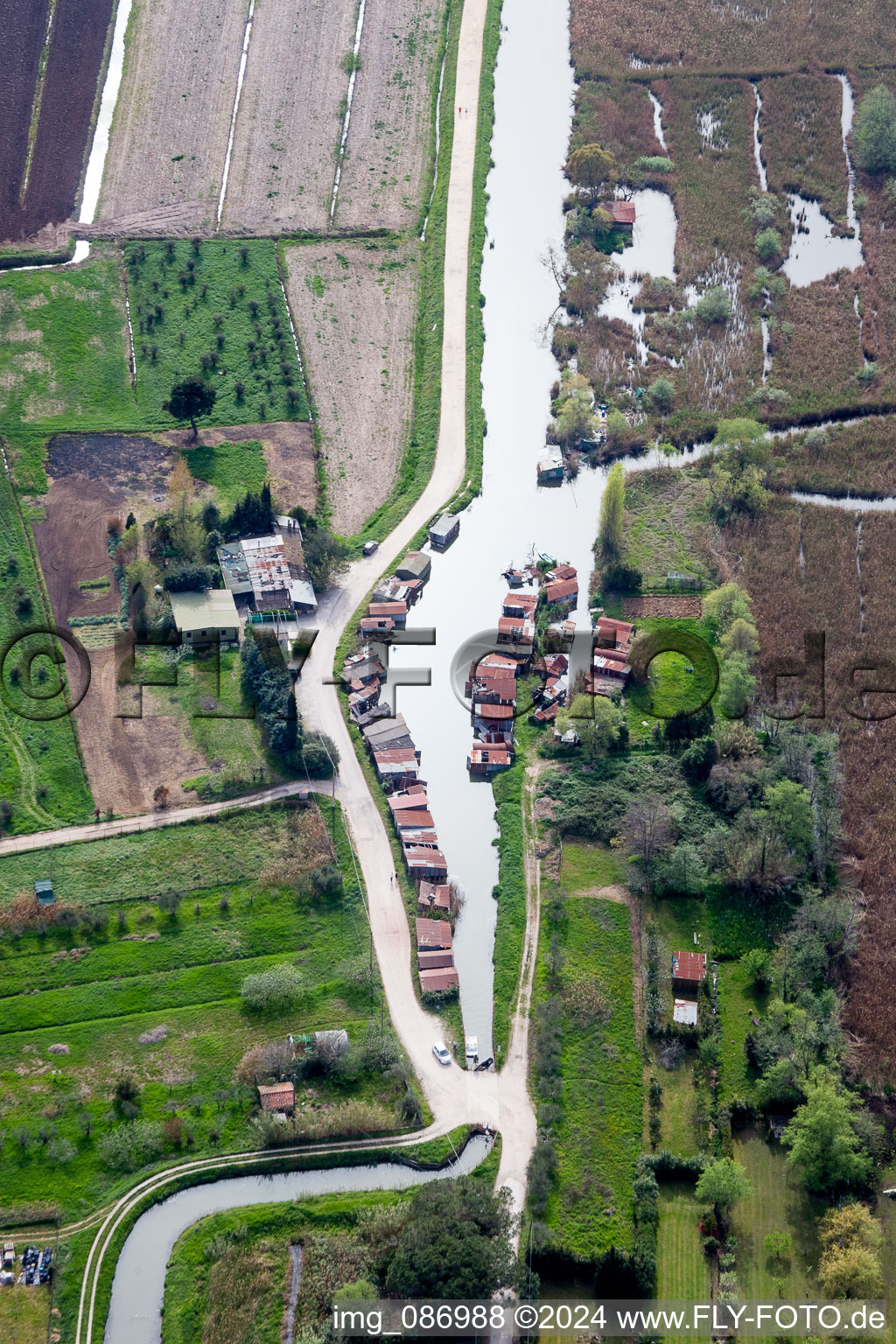 Massarosa in the state Lucca, Italy from the drone perspective