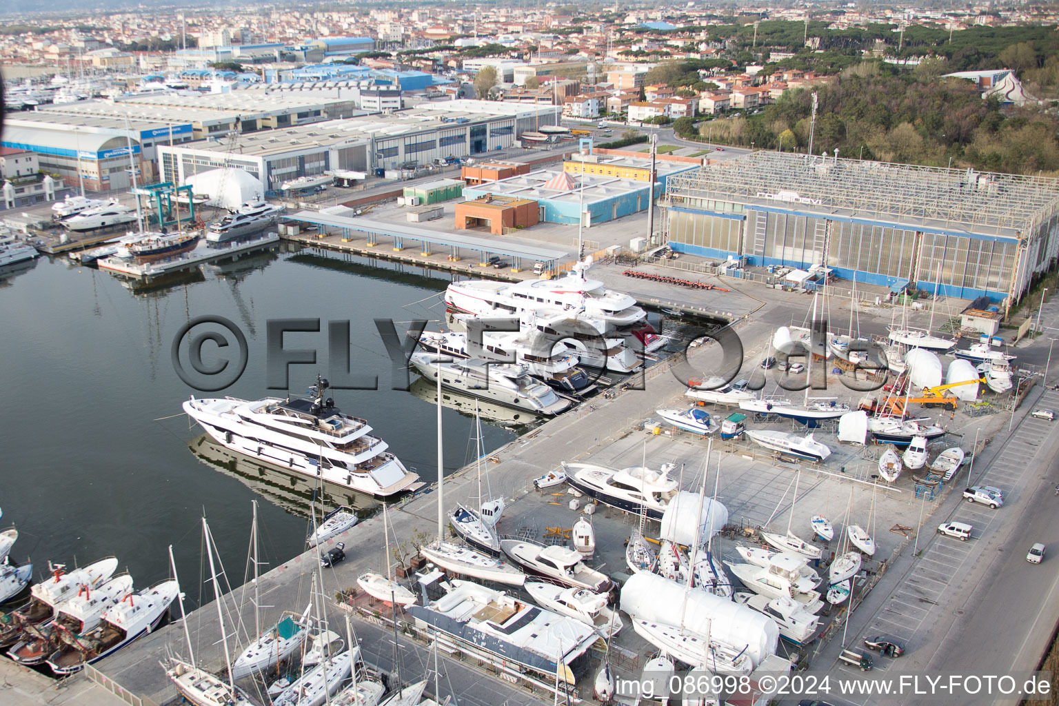 Aerial view of Viareggio in the state Lucca, Italy