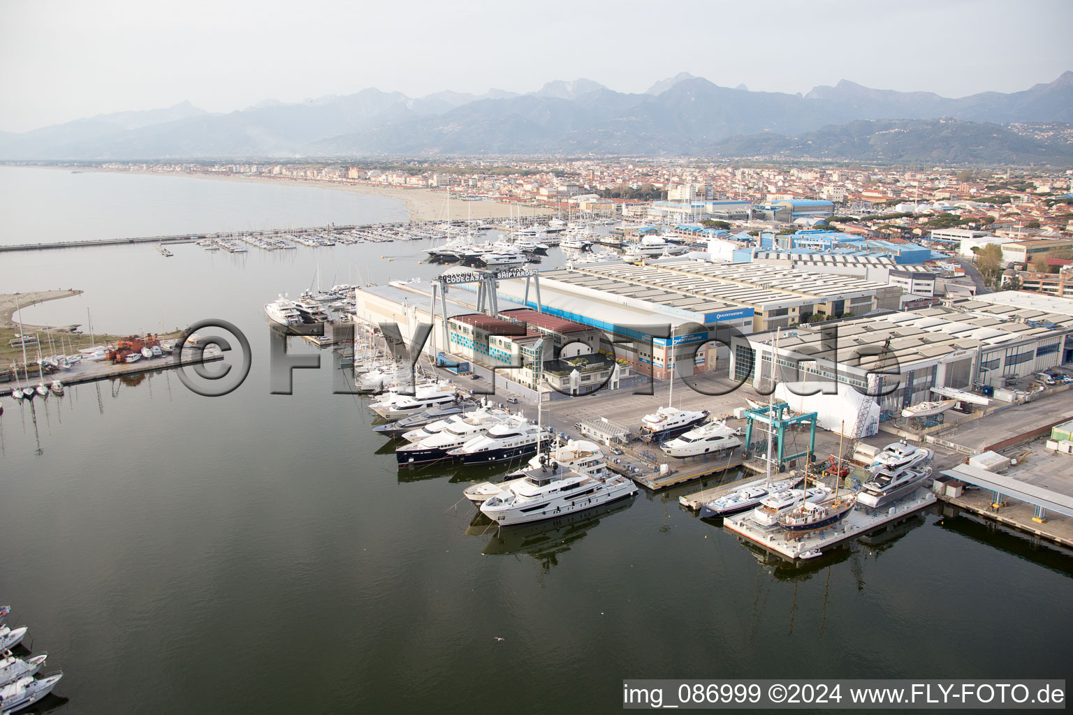 Aerial photograpy of Viareggio in the state Lucca, Italy