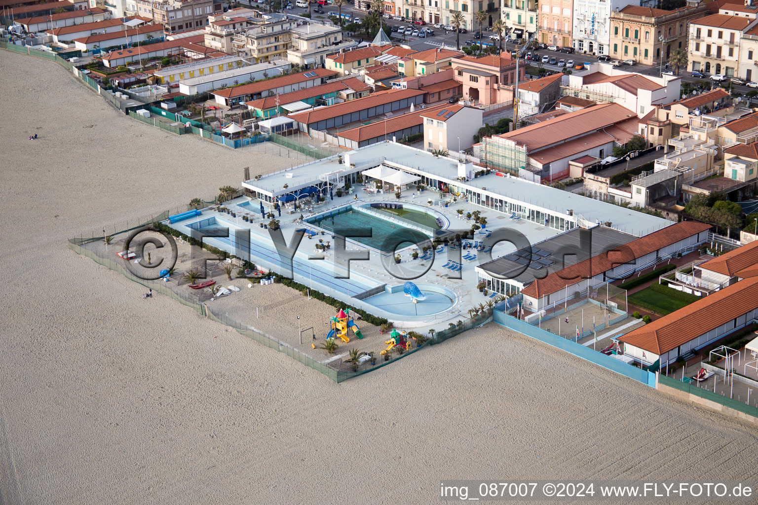 Bird's eye view of Viareggio in the state Tuscany, Italy