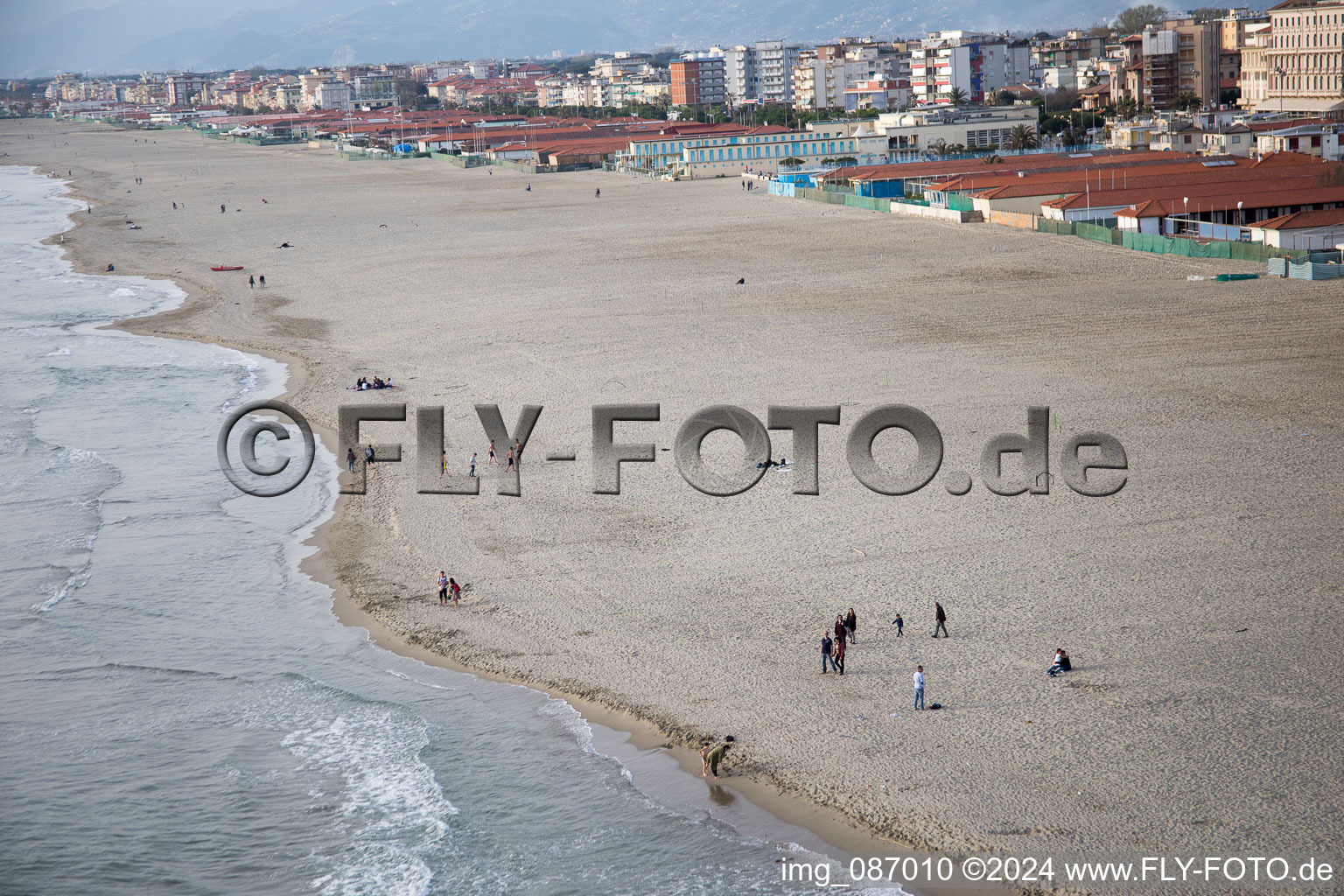 Drone image of Viareggio in the state Lucca, Italy