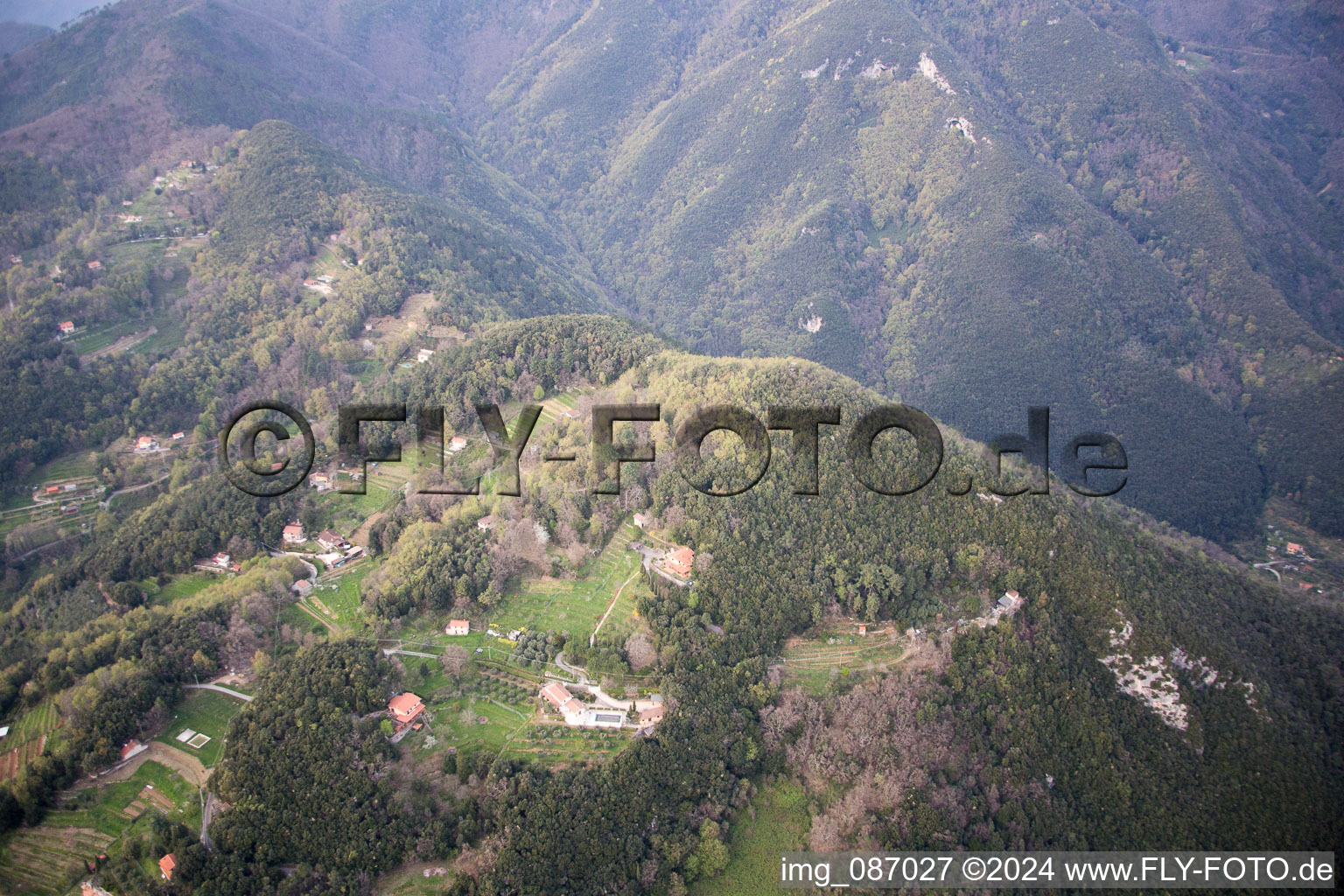 Aerial photograpy of Valdicastello in the state Tuscany, Italy