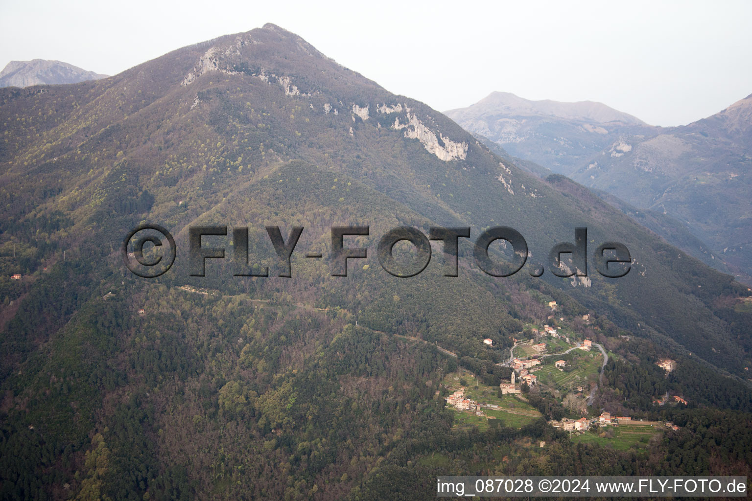 Oblique view of Valdicastello in the state Tuscany, Italy