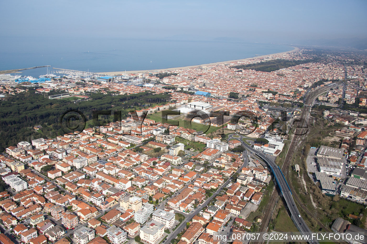 Aerial view of Villa Macchia in Viareggio in the state Lucca, Italy