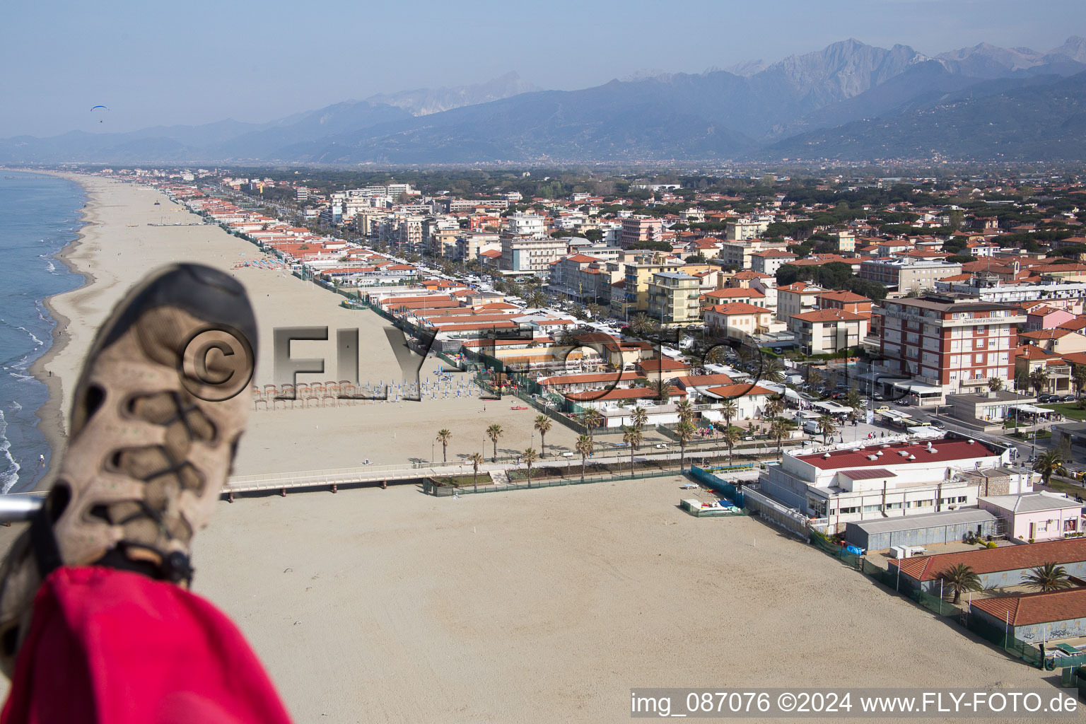 Lido di Camaiore in the state Tuscany, Italy seen from above