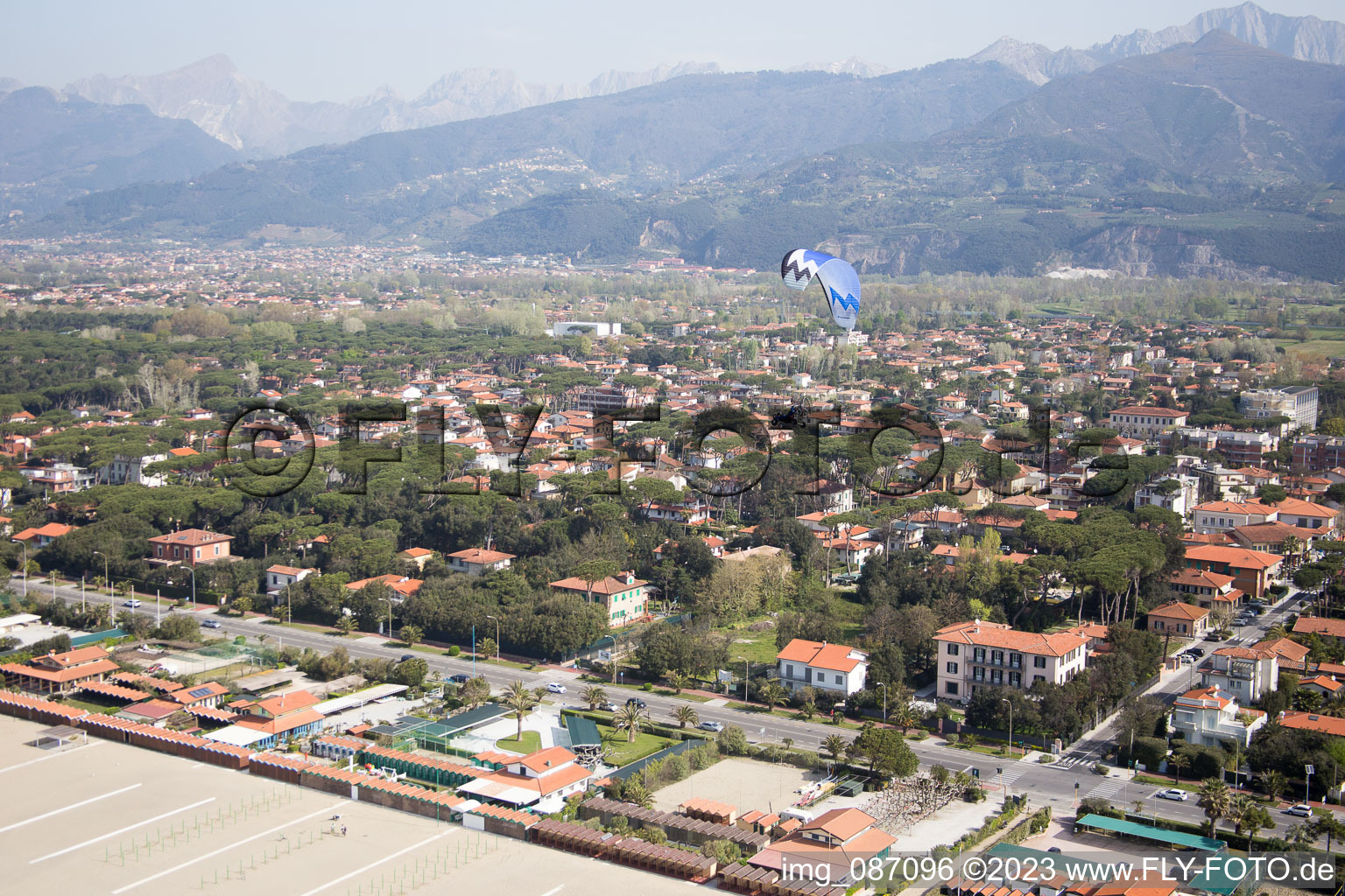 Aerial photograpy of Forte dei Marmi in the state Tuscany, Italy