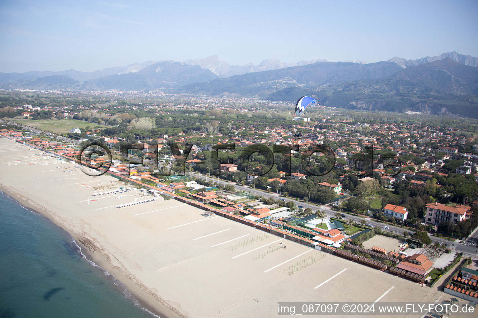 Oblique view of Forte dei Marmi in the state Lucca, Italy