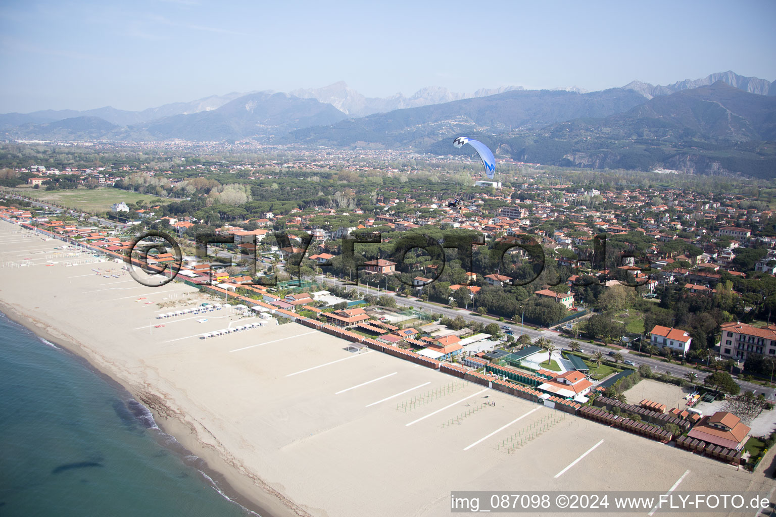 Forte dei Marmi in the state Lucca, Italy from above