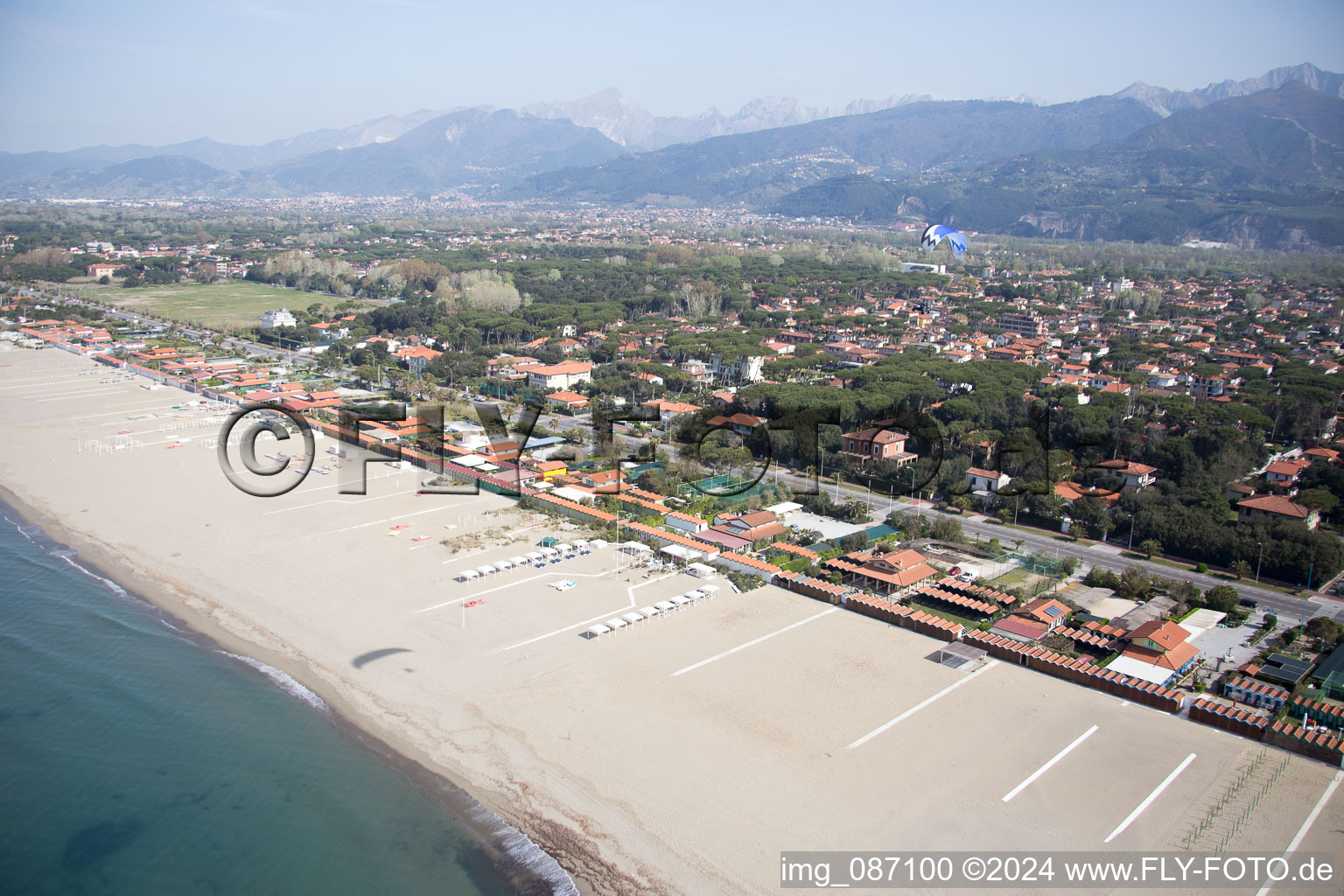 Forte dei Marmi in the state Lucca, Italy seen from above