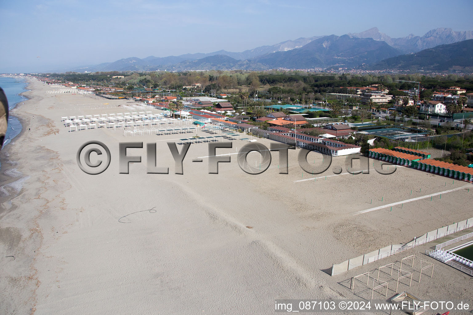 Aerial view of Capanne-Prato-Cinquale in the state Tuscany, Italy