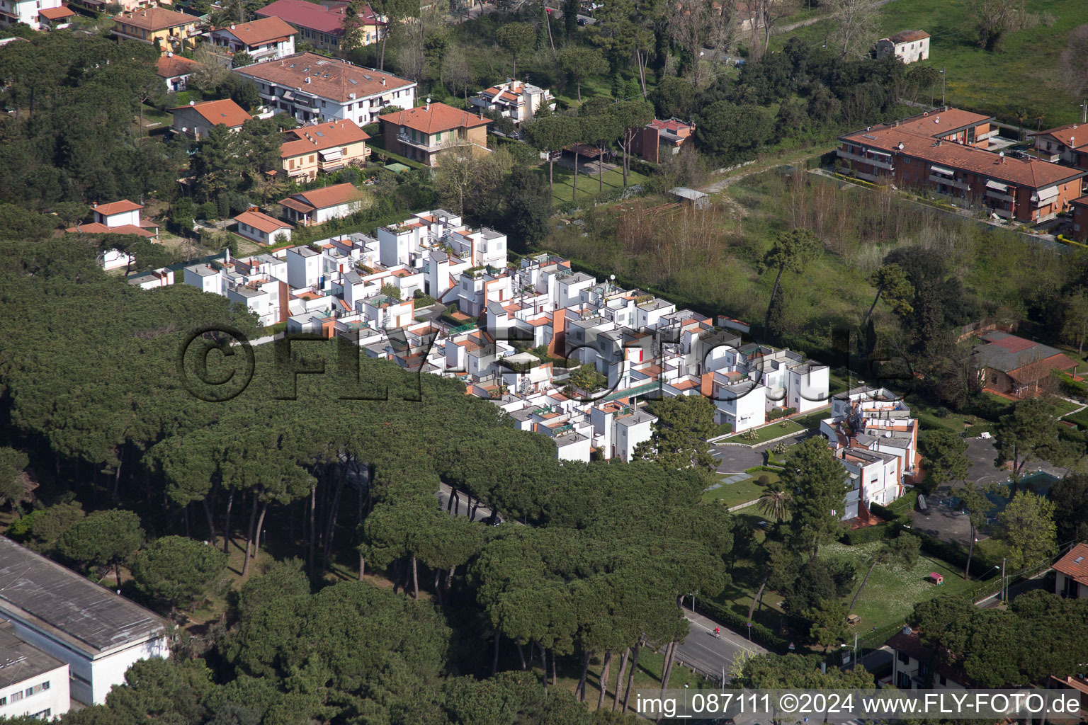 Aerial view of Marina di Massa in the state Tuscany, Italy