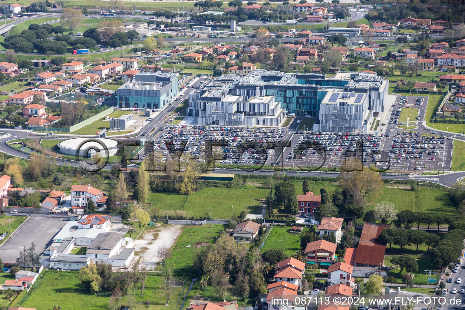 Hospital grounds of the Nuova Ospedale Apuano in Massa in the state Massa-Carrara, Italy