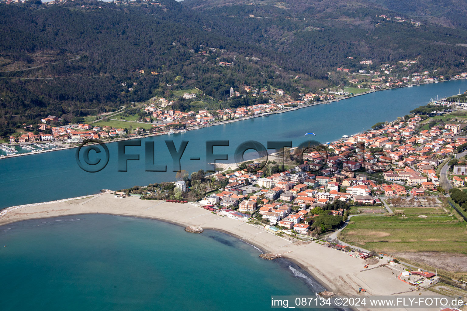 Marinella di Sarzana in the state Liguria, Italy from the plane