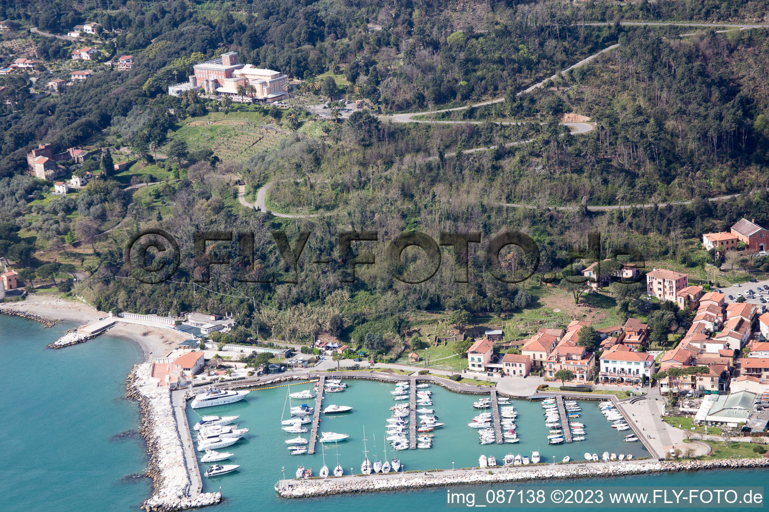 Aerial photograpy of Fiumaretta di Ameglia in the state Liguria, Italy