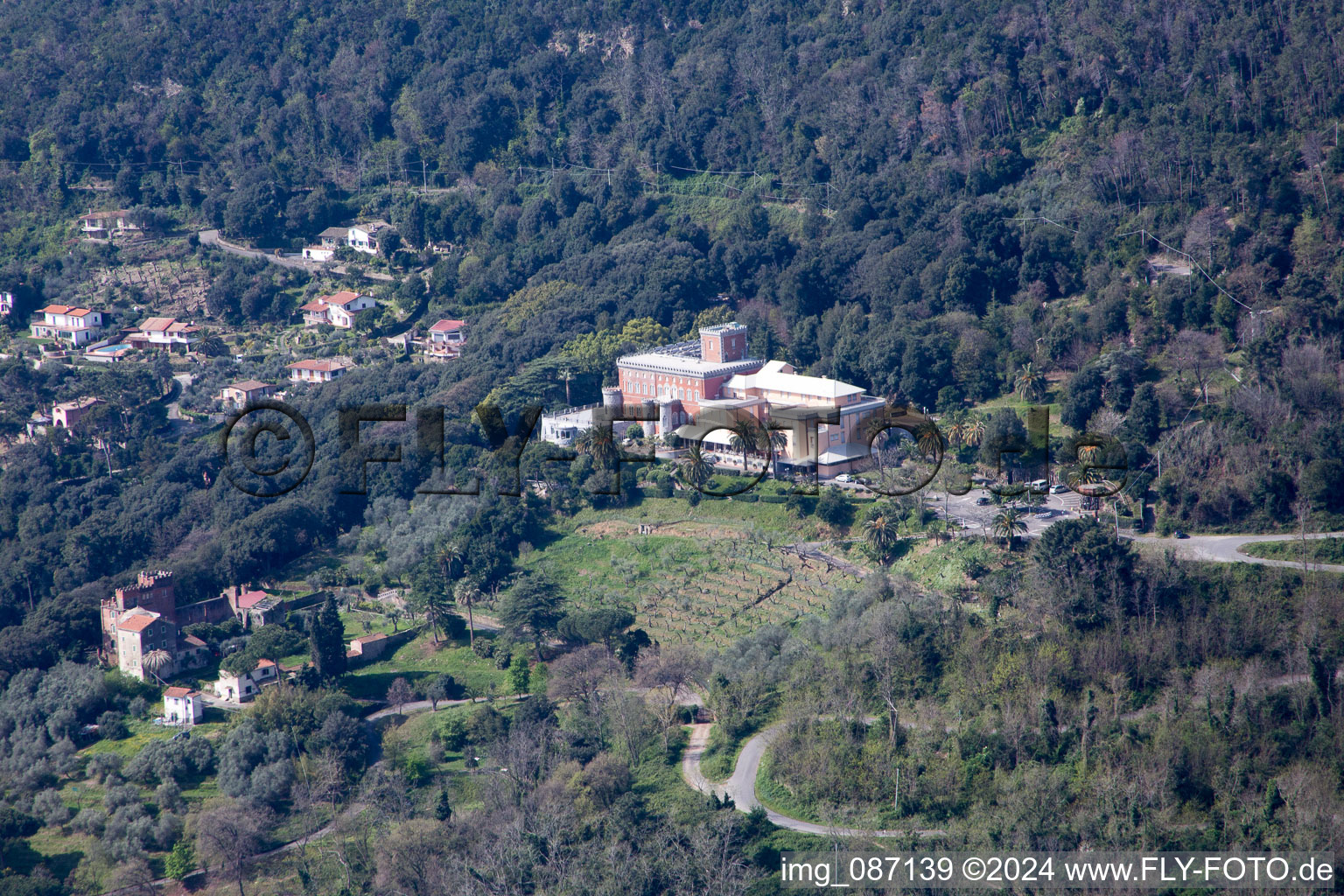 Oblique view of Fiumaretta di Ameglia in the state Liguria, Italy