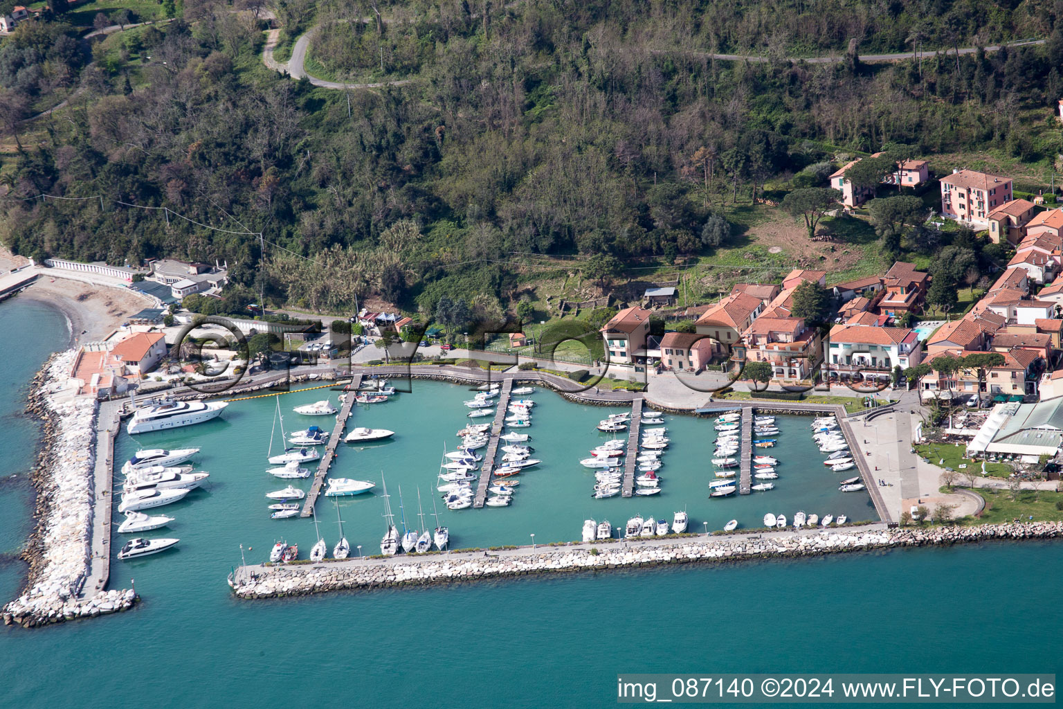 Fiumaretta di Ameglia in the state Liguria, Italy from above