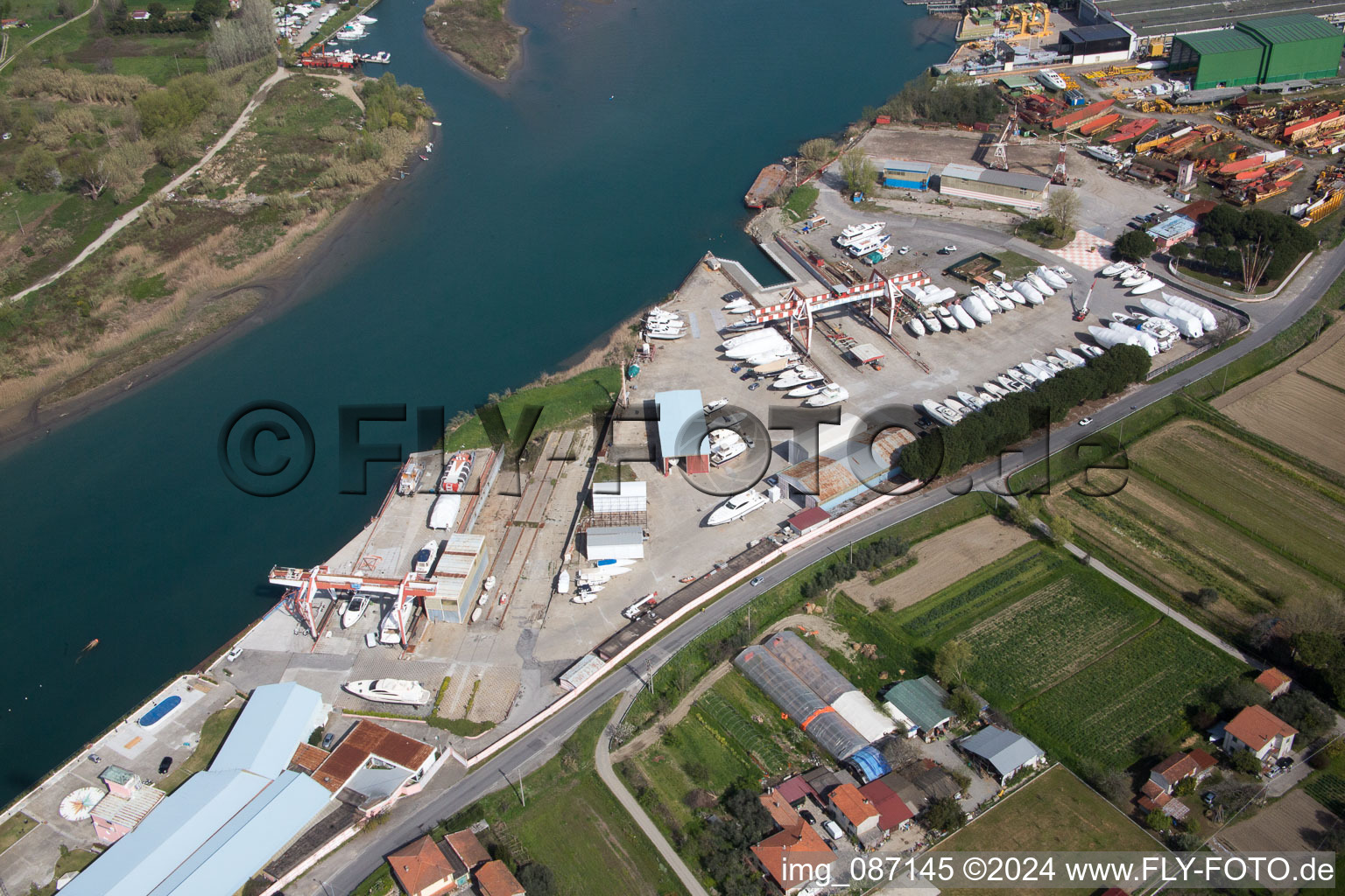 Aerial view of Ameglia in the state Liguria, Italy