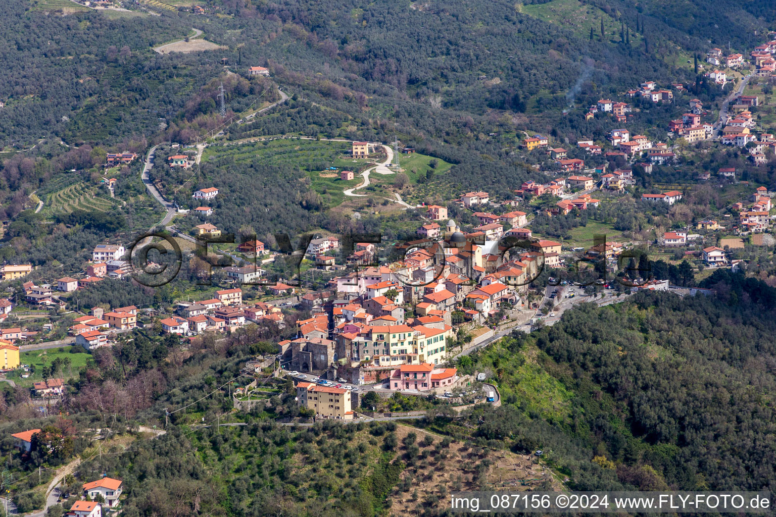 Village view in the district Nicola in Ortonovo in the state La Spezia, Italy