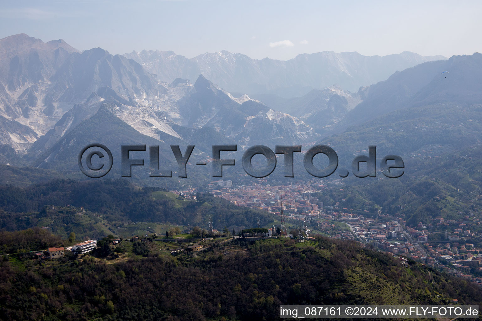 Aerial view of Carrara in the state Massa-Carrara, Italy