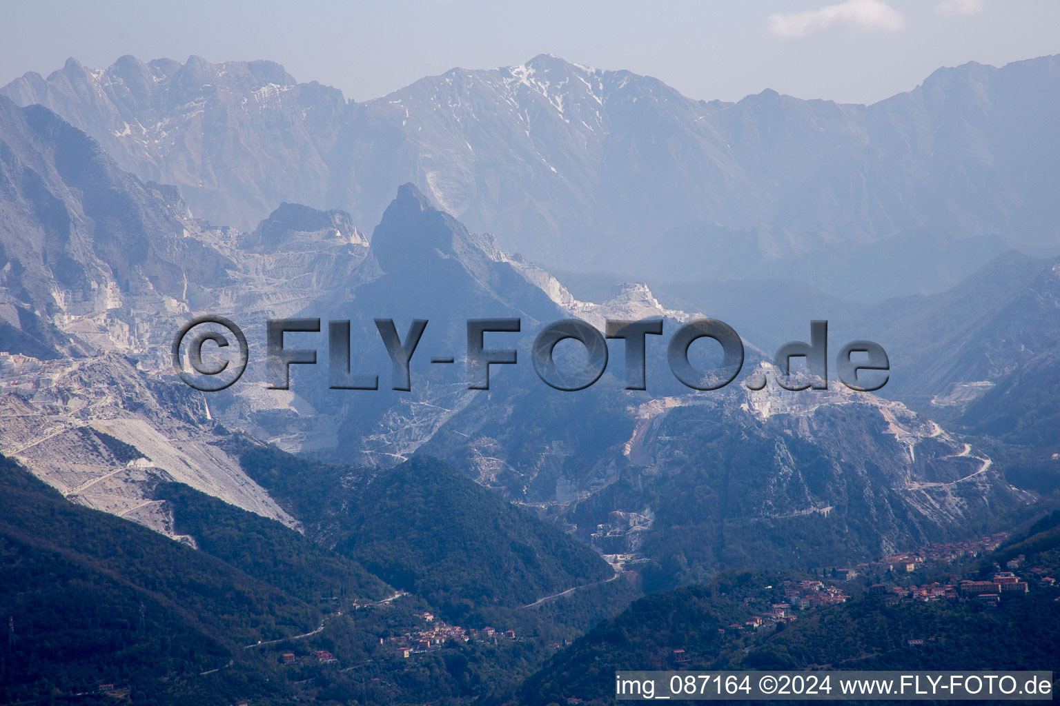 Carrara in the state Massa-Carrara, Italy from above