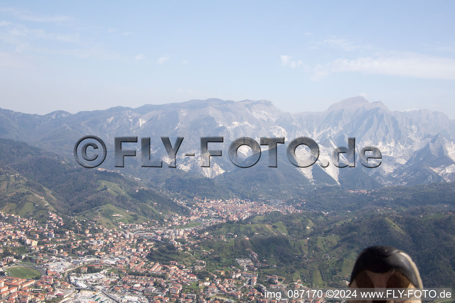 Aerial view of Carrara in the state Massa-Carrara, Italy