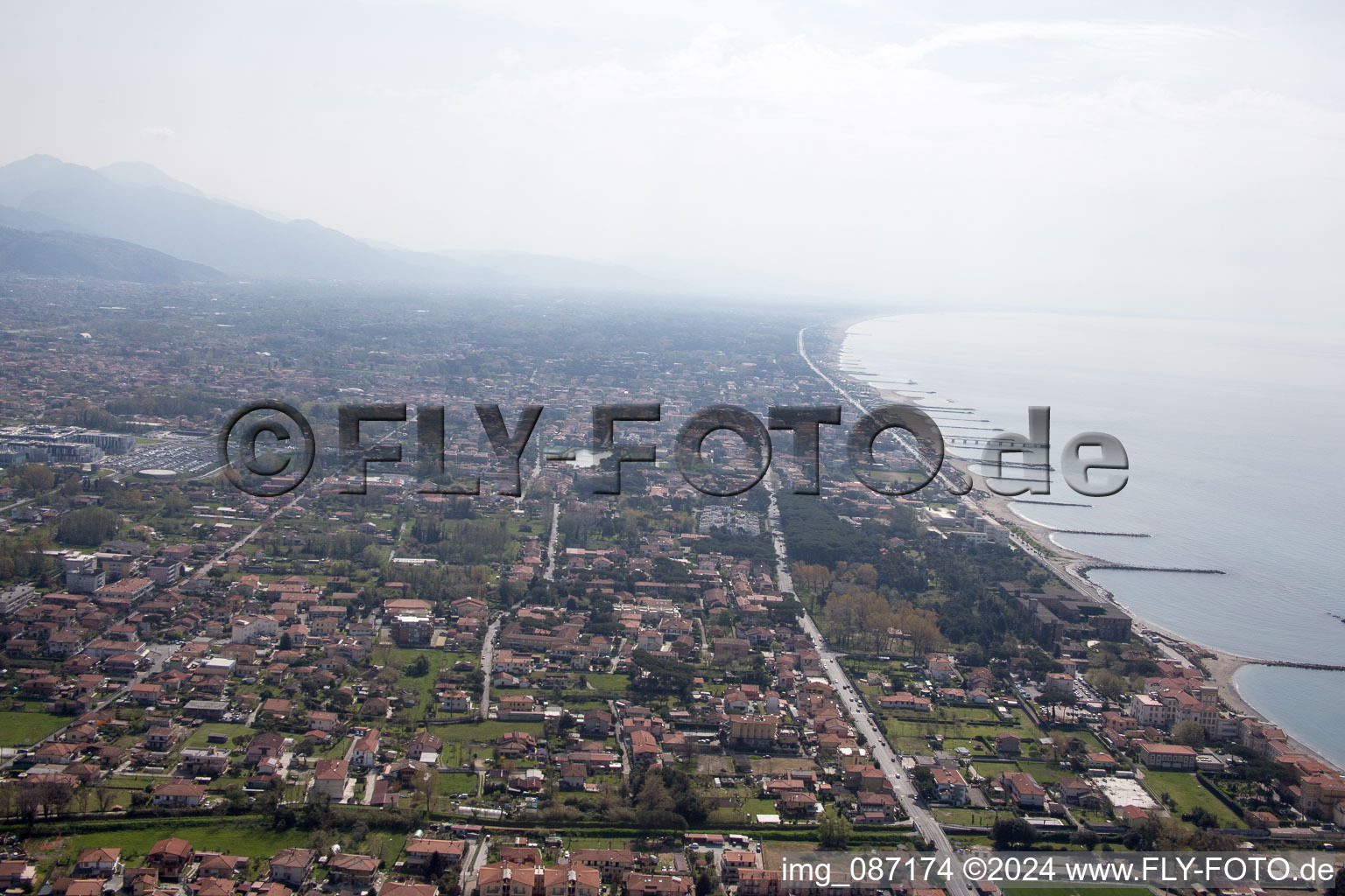 Avenza in the state Tuscany, Italy from the plane