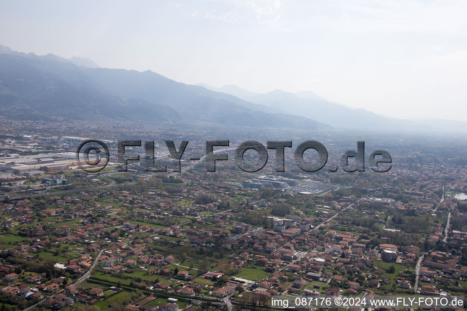 Avenza in the state Tuscany, Italy viewn from the air