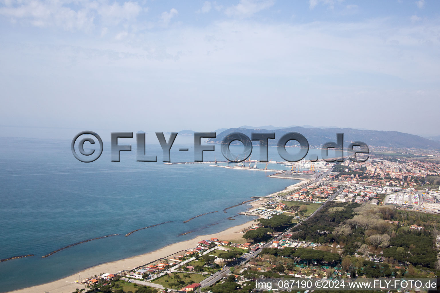 Avenza in the state Tuscany, Italy viewn from the air