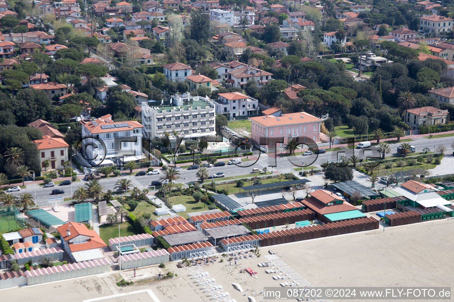 Forte dei Marmi in the state Lucca, Italy from the plane