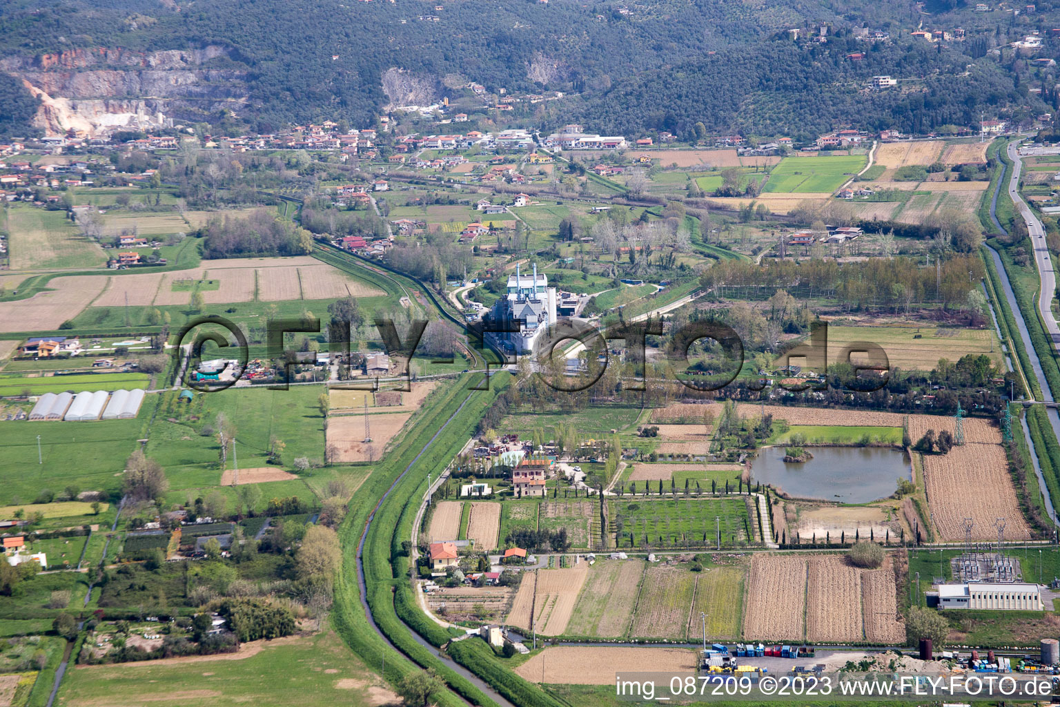 Aerial view of Pietrasanta in the state Tuscany, Italy