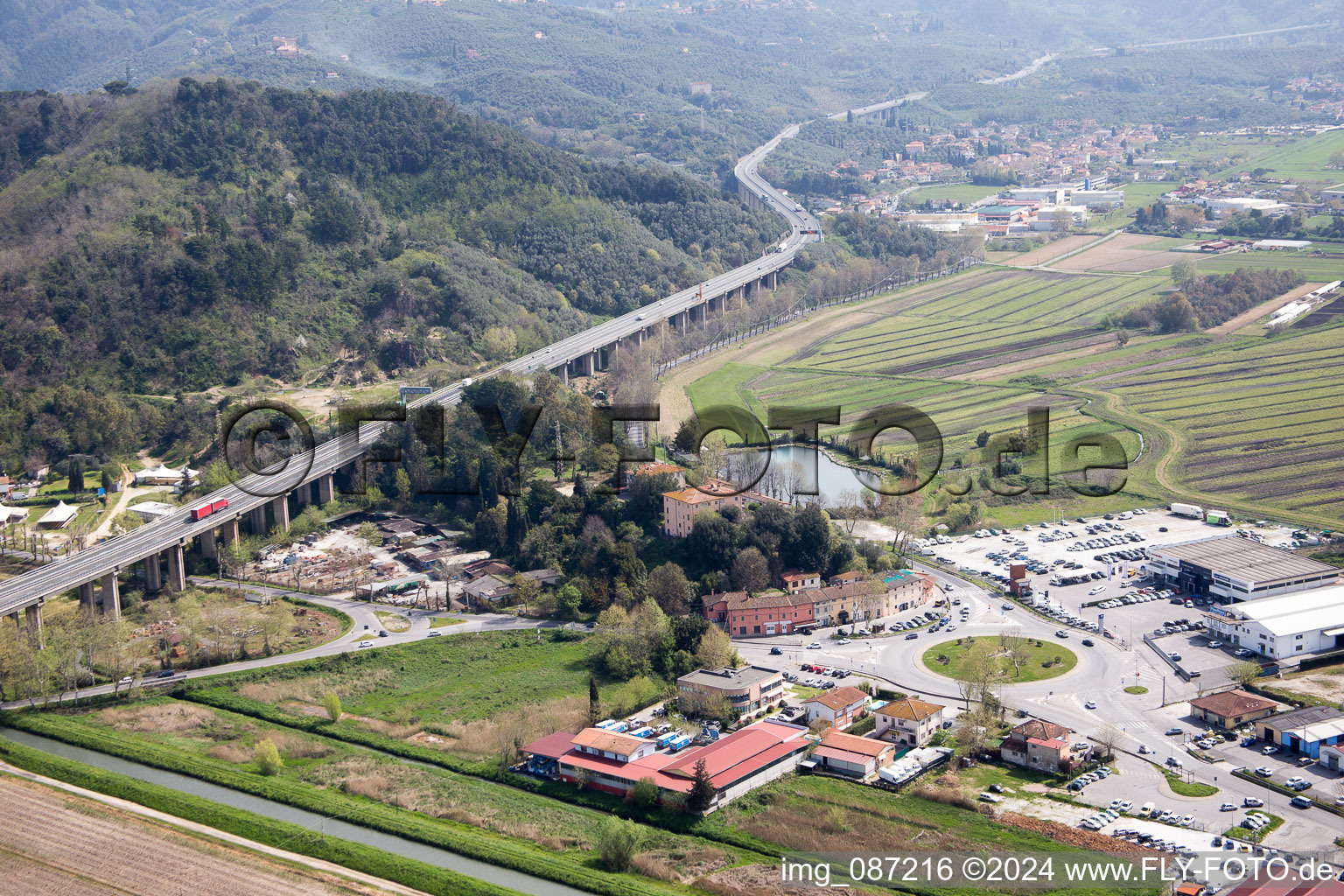 Massarosa in the state Lucca, Italy from a drone