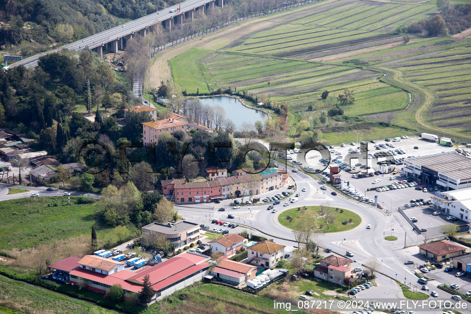 Massarosa in the state Lucca, Italy seen from a drone