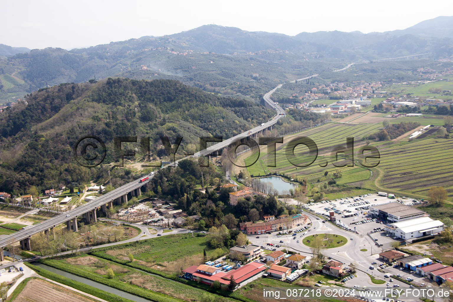 Aerial view of Massarosa in the state Lucca, Italy