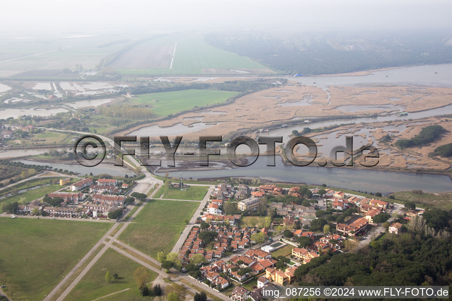 Aerial view of Bagni in the state Emilia Romagna, Italy