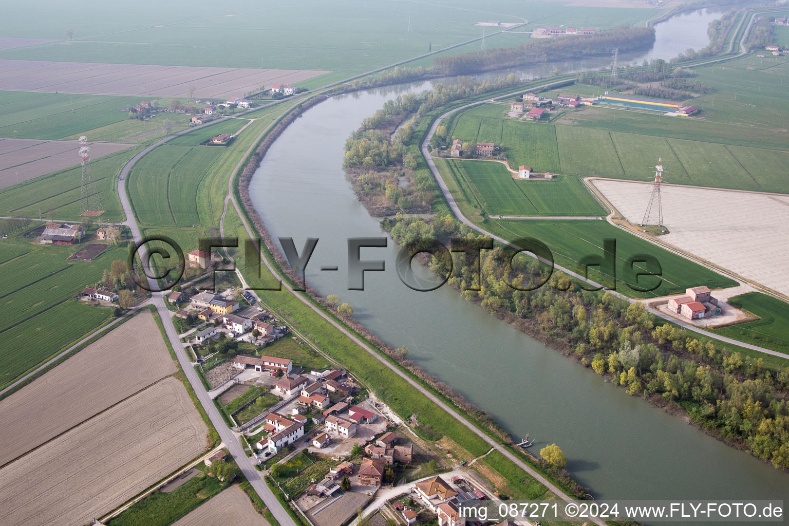 Aerial view of Polesinello in the state Veneto, Italy